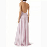 MQTIME  -  Summer Hollow Out Sleeveless High Waist Party Dress 2025 Fashion Backless Solid Long Dresses Sexy Ladies Halter Slim Split Dress