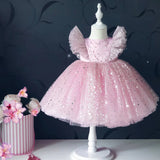  MQTIME  -  Baby Girls Tulle Dresses Big Bow Children Birthday Party Mesh Gown Kids Princess Printed Sequin Vestidos Infant Sweet Clothes