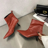 MQTIME  -  Sexy Women Ankle Boot Fashion Pointed Tip High Heeled Boots for Woman Luxury French Style Casual Shoe Designer Shoes Botas Mujer