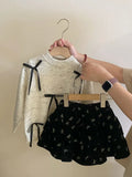 MQTIME  -  New Spring Kids Clothes Set Children Cute Thin Style Sweater +Skirt Girls Bow Outwear