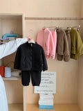 MQTIME  -   Kids Fleece Warm Sets Winter Plus Velvet Outfits Autumn Long Sleeved Pullover Tops+Pants 2Pcs Children Casual Clothing Suits