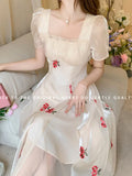 MQTIME  -  Summer Women Fashion Elegant Casual Midi Party Dress Vintage Chic A-Line Floral Vestidos Female Clothes Long Robe New Mujers