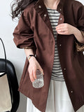 MQTIME  -  High-quality Oversized Stand-collar Trench Coat for Women, Lazy Style Minimalist Outerwear