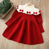 MQTIME  -  New Autumn Christmas Style Baby Girl Birthday Party Dress Kids Princess Dresses 2-6Yrs Children Knitted Clothes