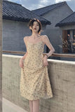 MQTIME  -  Korean style gentle floral camisole dress 2024 spring/summer popular beautiful dress French fashion slim fit long skirt