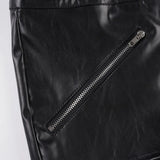 MQTIME  -  Faux Leather Mini Shorts Women Black Button Detail Zipper Pockets Low Rise Casual Going Out Club Party Night Out Outfit