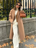 Mqtime Camel Chic Solid Lapel Trench Coats Jacket Elegant Commuting Full Sleeve Jackets Autumn Winter Female High Street Outerwear