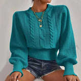 MQTIME  -  Women Sweaters Solid Color 2025 Autumn Winter Soft Warm Tops Loose Female Pullover Lantern Sleeve Knitted Sweater