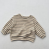  MQTIME  -  Autumn New Children Long Sleeve T Shirts Cotton Boys Girls Casual Striped Sweatshirt Baby Vintage Pullover Tops Kids Clothes