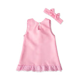 MQTIME  -  2Piece Sets Summer Toddler Girl Clothes Cute Bow Sleeveless Cotton Princess Dress+Bow Kids Dress Baby Newborn Items