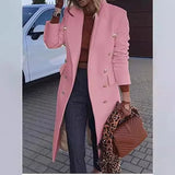 MQTIME  -  Luxurious Coat Double-Breasted Woolen Blend Coat Mid-Length Thermal Insulated Coat Classic-Style Loose Fitted Overcoat