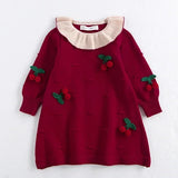  MQTIME  -  New Autumn Kids Princess Dress European American Style Baby Girls Knitting Dress Short Sleeved Solid Color Knitted Clothes