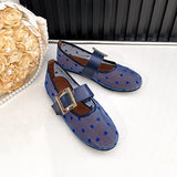 MQTIME  -  Summer Fashion Breathable Mesh Metal Buckle Women Ballet Flats Comfortable Soft Soles Mary Janes Walking Loafers Dance Shoes