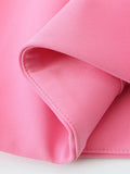 MQTIME  -  Halter Waist Cinched Dress One Neck Pink Pleated Fuffy Short Dresses Slim Fit Suspender Dress Women Strap Party Evening Gown