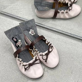 MQTIME  -  Ins style Fashion Pleated Bowknot Ruffle Women Ballet Flats Spring Summer Soft Leather Mary Janes Walking Loafers Casual Shoes