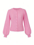 MQTIME  -  New Solid Pearl Buttons Wool Knit Pink Soft Sweater Cardigan Autumn Women's Sweater Casual Knitwear Jacket Elegant Party Tops