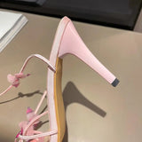 MQTIME  -  Luxury Bowknot Super High Heel Ankle Strap Sandals Women Summer Sexy Cross Strap Stilettos Sandals Woman Pink Wedding Shoes