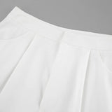 MQTIME  -  Spring/Summer Simple Lapel Lantern Sleeve Fashion Sweatshirt High-Waisted Shorts Sports Suit EU/US Commuting Women