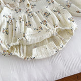 MQTIME  -  New Spring Infant Baby Bodysuits+Hat Long Sleeved Cotton Floral Printing Newborn Baby Girl Jumpsuit Baby Girl Clothing