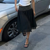 MQTIME  -  Elegant Low Waist Mid-length Skirt, Personalized Street Style Design, Hot Diamond Loose Drape Skirt