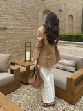 MQTIME  -  Retro Suede Female Jacket Chic Single Breasted Long Sleeve Lapel Loose Blazer Coat Women Eraly Autumn Street Lady Outerwear