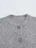 MQTIME  -  Casual O-neck Knitted Cardigan Women Slim Buttons Short Coat Female 2025 Autumn Winter Elastic Waist Solid Lady Soft Sweater