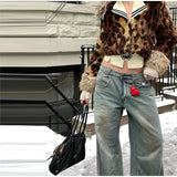 MQTIME  -  Female autumn Winter Vintage Leopard Printed Fur Coat Long Sleeves Lapel Loose Warm Retro Jacket Causal Street Coats 2025