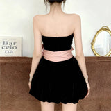 MQTIME  -  Fashion Party Dresses For Woman Evening Dress Backless Piglet Breast Vestidos Sexy Banquet Slim Bow Contrast Color Sleeveless