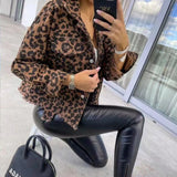 MQTIME  -  Leopard Print Denim Jacket Women Loose Vintage Leopard Print Denim Jacket Women's Denim Jacket Streetwear Leopard Print Tops