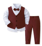 MQTIME  -  Wedding Attire Outfit Clothes Suit for Boy Ring Bearer Boy Outfits Boy's Gentleman Tuxedo Vest Bowtie Shirt Pants Kid Costume