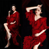 MQTIME  -   Women Photography Props Christmas Red X'mas Maternity Dresses Pregnancy Dress Clothes Studio Shoots Photo Props