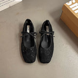 MQTIME  -  Summer New Square Head Bow Elegant Single Shoes Women Breathable Increase Mesh Mary Jane Shoes
