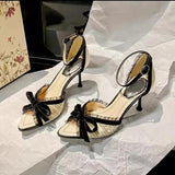 MQTIME  -  Elegant Women's Shoes French Style Romantic High Heeled Sandals for Woman Exquisite Casual Shoes Designer Shoes Sandalias Mujer