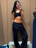  MQTIME  -  Fashion Patchwork Waist Long Pants For Women Elegant Wide Leg Baggy Trousers Lady 2026 Spring New Casual Sport Street Chic Pants
