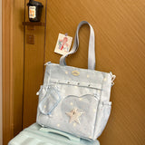  MQTIME  -  Korean Style Clear Window Pocket Tote Bag Women Star Pendant Large Capacity Daily School Handbags Fashion Shoulder Bags