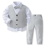 MQTIME  -  Wedding Attire Outfit Clothes Suit for Boy Ring Bearer Boy Outfits Boy's Gentleman Tuxedo Vest Bowtie Shirt Pants Kid Costume