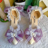 MQTIME  -  High Quality Designer Luxury Shoes Bridal Wedding Shoes Y2K Heels Lolita Cosplay 2000S Heels Bow Butterfly Heels Party Shoes