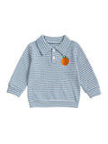 MQTIME  -  Kids Halloween Costume Long Sleeve Striped Shirt with Pumpkin Embroidery for Toddler Boys Casual Fall Clothes Outfit