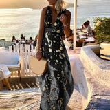 MQTIME  -  Summer New Party Dress Hem Soft Ankle-Length Elegant Bronzing Applique Casual Vest Gown Beach Dresses Female Clothing