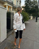 MQTIME  -  Casual Striped Shirt Women Korean Single Breasted Elastic And Pleated Blouse Spring 2025 New Turndown Collar Long Sleeves Shirts