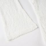  MQTIME  -  Women's White Lace Crop T-shirts with Front Knot & Bell Sleeves Sexy V-Neck See Through Floral Lace Tee Tops Casual Autumn Chic