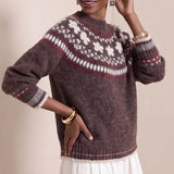 MQTIME  -  Autumn Winter Soft Warm Long Sleeved Sweater Top Fashion Christmas Sweaters Female O Neck Jacquard Loose Knitted Sweater