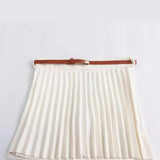  MQTIME  -  Women's Pleated Skirt High Waist Mini Skirt Women's Fashion Belt Short Skirt Casual Elegant Women's Skirt Summer
