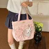  MQTIME  -  Korean Style Clear Window Pocket Tote Bag Women Star Pendant Large Capacity Daily School Handbags Fashion Shoulder Bags
