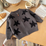 MQTIME  -  Baby Girl Sweater Stars Jacquard Plus Round Neck Toddler Girls Fleece Cardigan Winter Kids Baby Girl Casual Knitwear