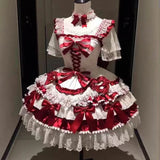 MQTIME  -  Red and White Strawberry Ballet Style Lolita Bow Princess Dress Young Girls Birthday Lolita Tutu Dress Flower Girls Party Dress
