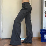 MQTIME  -   New Retro Low Waist Striped Woven Pants Loose Draped Straight Leg Trousers Trendy Commuter Casual Pants for Women