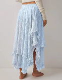 MQTIME  -  Ethnic style lace women's skirt retro irregular medium and long skirt lace curtain skirt cover