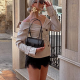 MQTIME  -  Women Elegant Off Shoulder Trench Jacket Fashion Double Breasted Belted Waist Short Coat Spring Autumn Daily Street Outerwear
