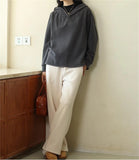 MQTIME  -  Fashion Straight Pants Double-Faced Fleece High Waisted Solid Wide Leg Trousers Winter Casual Street Commuting Women's Clothes